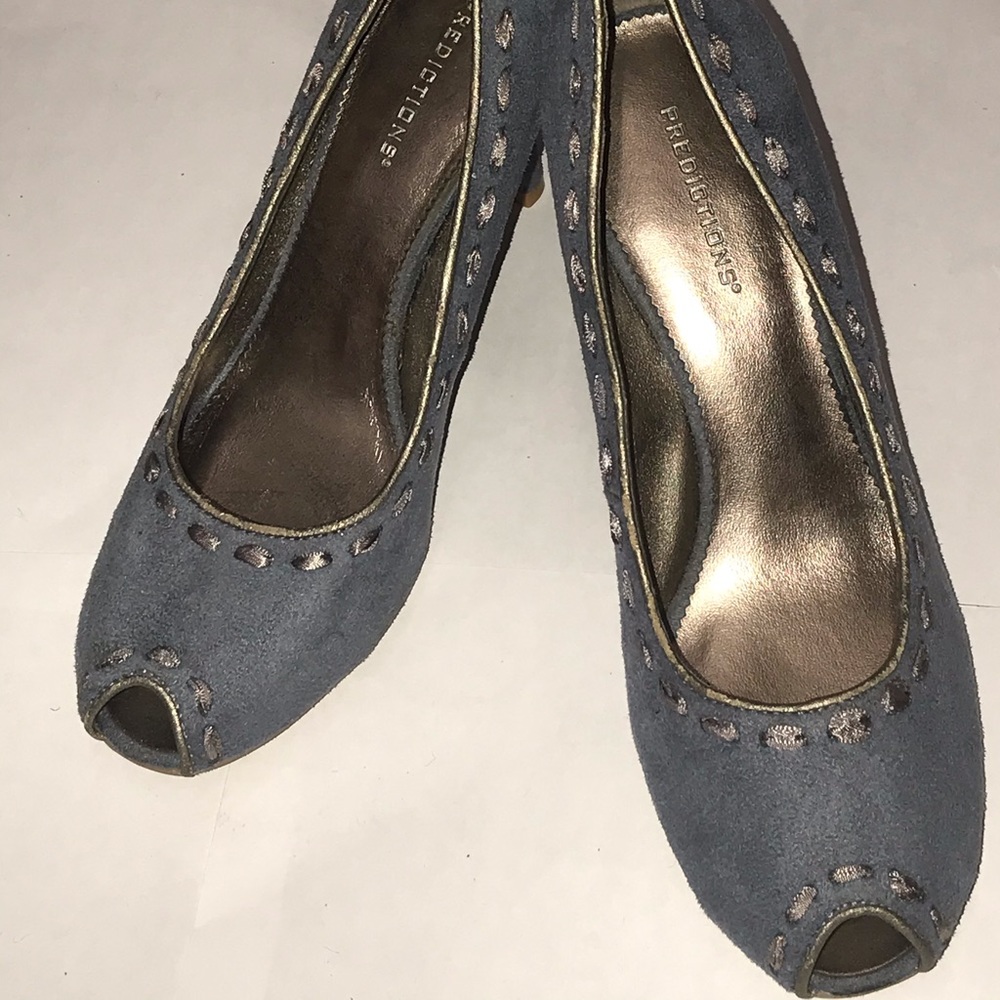 Gray Suede Open Toe Predictions Heels